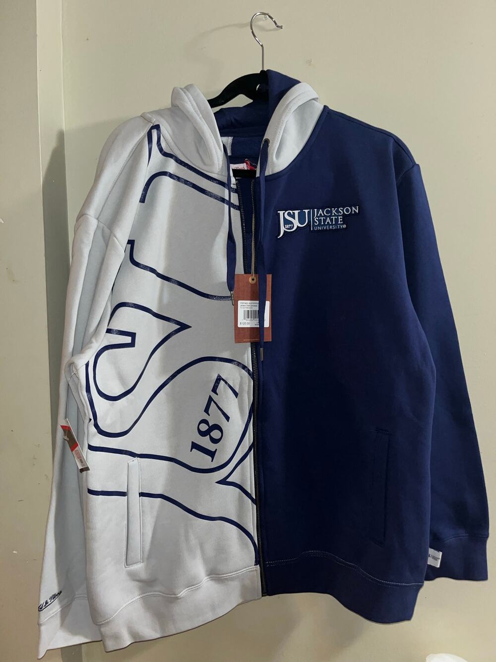 Mitchell & Ness Jackson State JSU Tigers Full Zip Hoodie Men’s Large NWT $120
